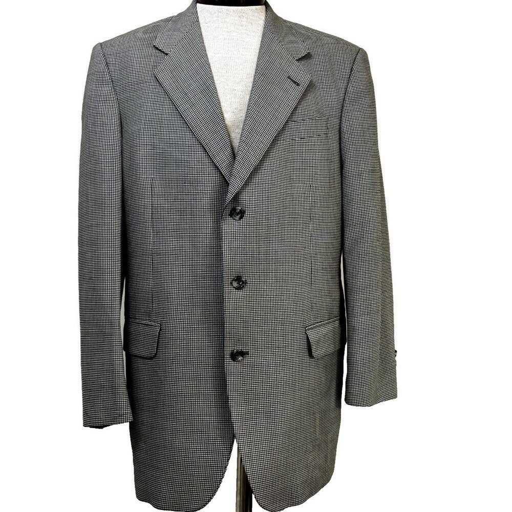 Jack‎ Victor Handmake Men's Sport Coat Blazer 46L Houndstooth Wool Suit Jacket